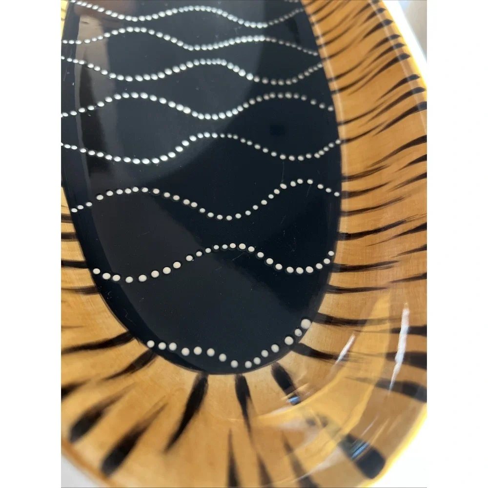 Vintage Raymond Waites Tiger Stripe Dots Oval‎ Serving Platter 21